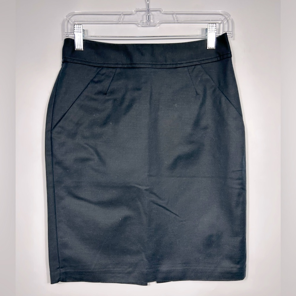 Banana Republic Petites Mini Skirt Navy Blue Cotton Blend Modest Career Size 2P